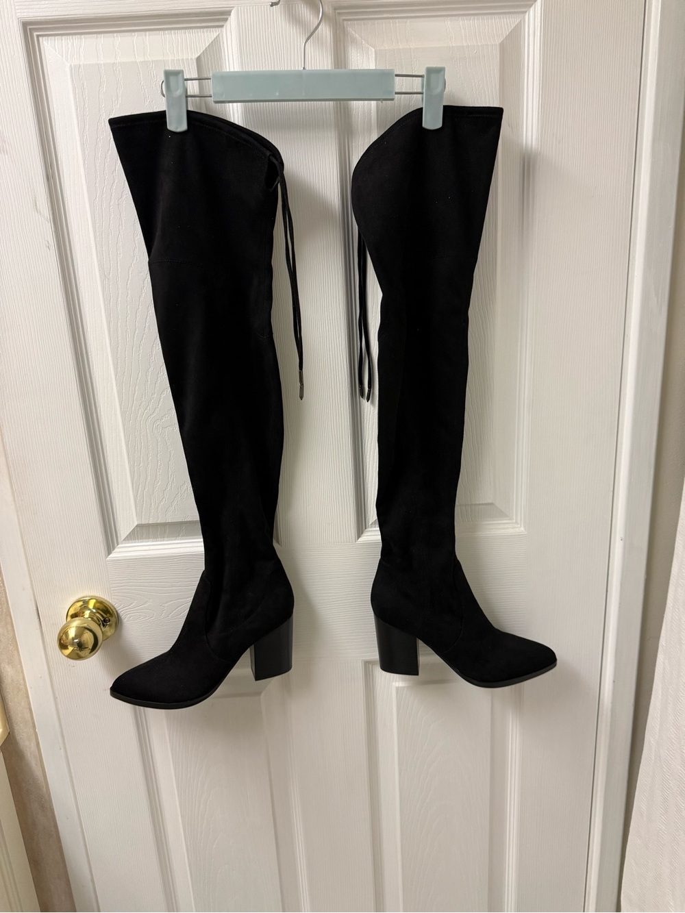 Marc Fisher Boots Womens 6 M Black Tall Over The Knee Suede Side Zip Heels